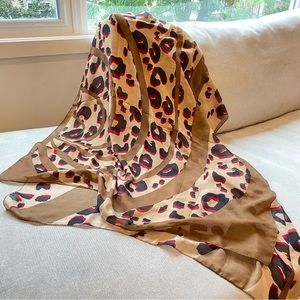 Unique Red Leopard Print Scarf from Korea